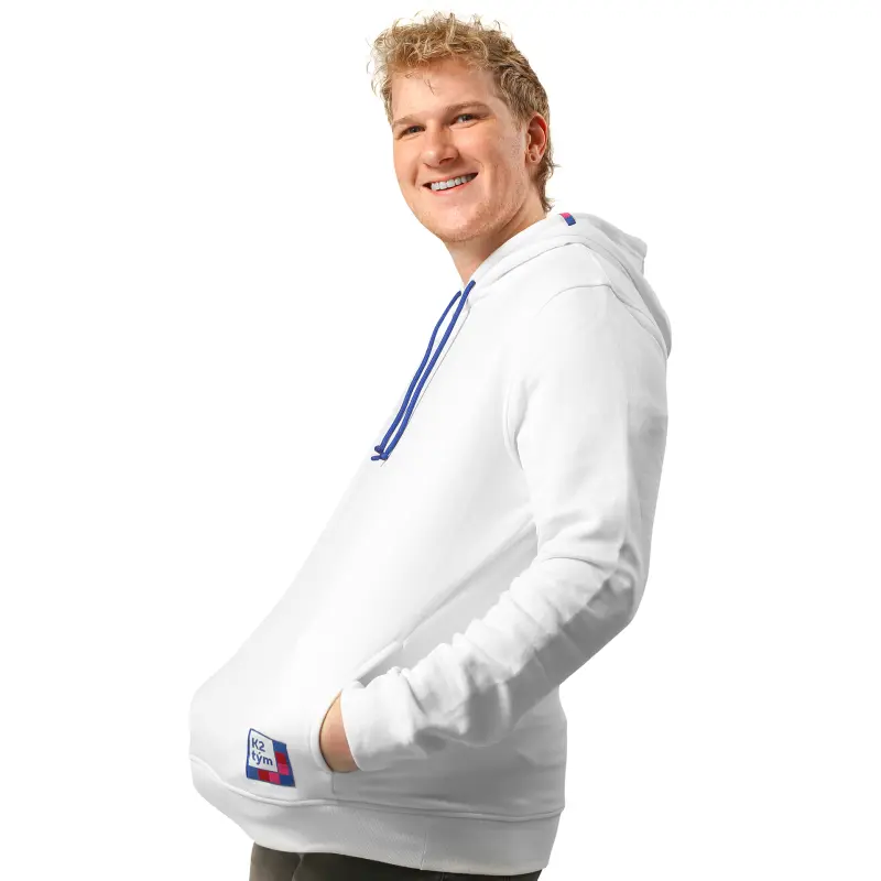 Mikina přes hlavu a s kapucí bílá